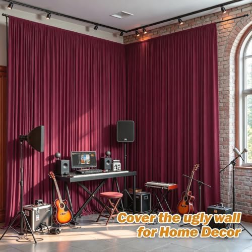 40ftx10ft Wrinkle Free Burgundy Backdrop Curtain - 10 Feet Photography Backdrop Drapes, Silky Polyester Back, alternate view