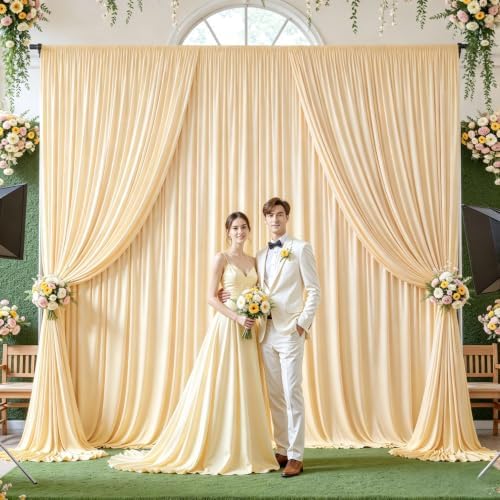 40ftx10ft Wrinkle Free Champagne Backdrop Curtain - 10 Feet Photography Backdrop Drapes, Silky Polyester Back, alternate view