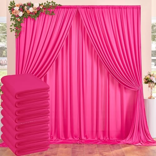40ftx10ft Wrinkle Free Fuchsia Backdrop Curtains for Parties, Thick Polyester Hot Pink Photo Backdrop Drapes 8