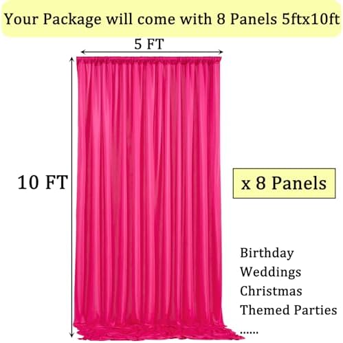 40ftx10ft Wrinkle Free Fuchsia Backdrop Curtains for Parties, Thick Polyester Hot Pink Photo Backdrop Drapes 8, alternate
