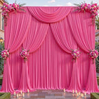 40ftx10ft Wrinkle Free Hot Pink Backdrop Curtain - 10 Feet Photography Backdrop Drapes, Silky Polyester Back