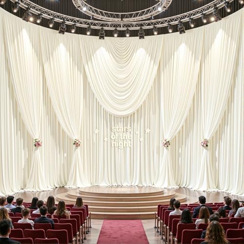 40ftx10ft Wrinkle Free Ivory Backdrop Curtain - 10 Feet Photography Backdrop Drapes, Silky Polyester Back Drop, alternate