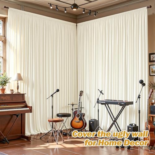 40ftx10ft Wrinkle Free Ivory Backdrop Curtain - 10 Feet Photography Backdrop Drapes, Silky Polyester Back Drop, alternate