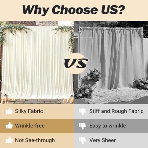 40ftx10ft Wrinkle Free Ivory Backdrop Curtain - 10 Feet Photography Backdrop Drapes, Silky Polyester Back Drop, alternate