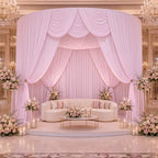 40ftx10ft Wrinkle Free Light Pink Backdrop Curtains for Parties, Silky Polyester Photo Backdrop Drapes 8 Panels