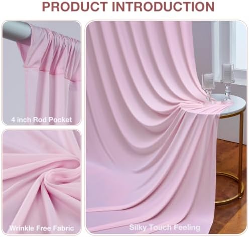40ftx10ft Wrinkle Free Light Pink Backdrop Curtains for Parties, Silky Polyester Photo Backdrop Drapes 8 Panels, alternate