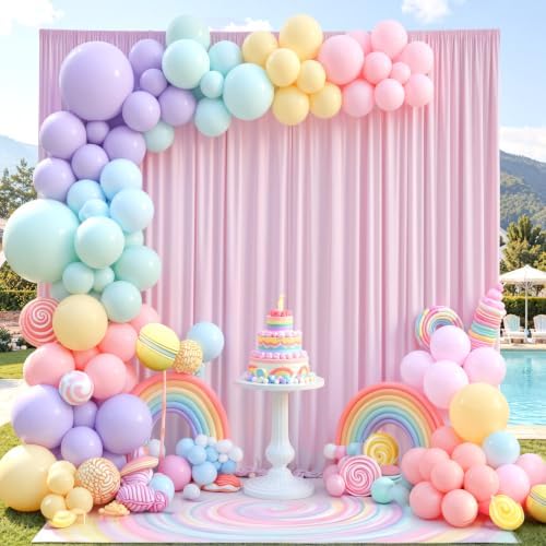 40ftx10ft Wrinkle Free Light Pink Backdrop Curtains for Parties, Silky Polyester Photo Backdrop Drapes 8 Panels, alternate