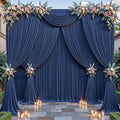 40ftx10ft Wrinkle Free Navy Blue Backdrop Curtain - 10 Feet Photography Backdrop Drapes, Silky Polyester Back
