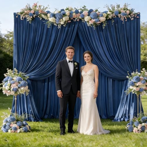 40ftx10ft Wrinkle Free Navy Blue Backdrop Curtain - 10 Feet Photography Backdrop Drapes, Silky Polyester Back, alternate view