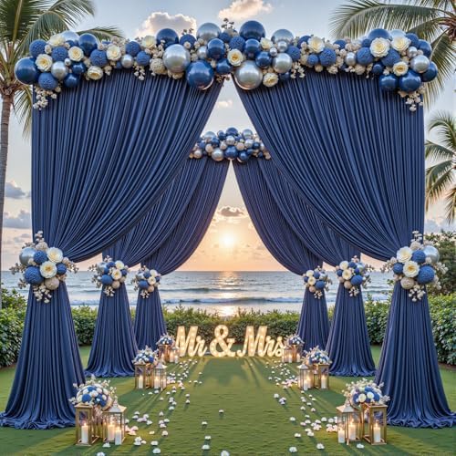 40ftx10ft Wrinkle Free Navy Blue Backdrop Curtain - 10 Feet Photography Backdrop Drapes, Silky Polyester Back, alternate view