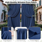 40ftx10ft Wrinkle Free Navy Blue Backdrop Curtain - 10 Feet Photography Backdrop Drapes, Silky Polyester Back, alternate view