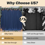 40ftx10ft Wrinkle Free Navy Blue Backdrop Curtain - 10 Feet Photography Backdrop Drapes, Silky Polyester Back, alternate view