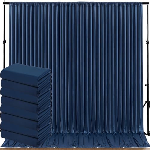 40ftx10ft Wrinkle Free Navy Blue Backdrop Curtains for Parties, Thick Polyester Backdrop Drapse 8 Panels 5x10ft