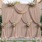 40ftx10ft Wrinkle Free Nude Blush Backdrop Curtain - 10 Feet Photography Backdrop Drapes, Silky Polyester Back