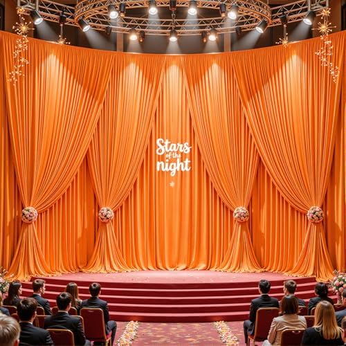 40ftx10ft Wrinkle Free Orange Backdrop Curtain - 10 Feet Photography Backdrop Drapes, Silky Polyester Back Drop, alternate