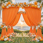 40ftx10ft Wrinkle Free Orange Backdrop Curtain - 10 Feet Photography Backdrop Drapes, Silky Polyester Back Drop, alternate
