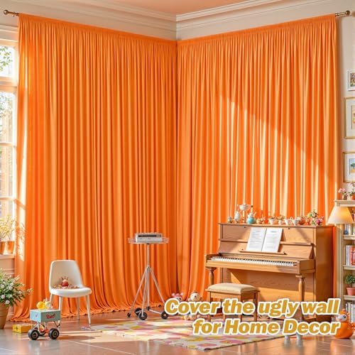 40ftx10ft Wrinkle Free Orange Backdrop Curtain - 10 Feet Photography Backdrop Drapes, Silky Polyester Back Drop, alternate