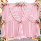40ftx10ft Wrinkle Free Pink Backdrop Curtain - 10 Feet Photography Backdrop Drapes, Silky Polyester Back Drop, alternate view
