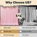 40ftx10ft Wrinkle Free Pink Backdrop Curtain - 10 Feet Photography Backdrop Drapes, Silky Polyester Back Drop, alternate view