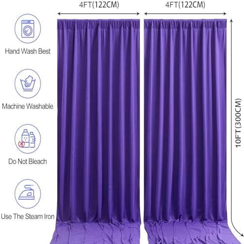 40ftx10ft Wrinkle Free Purple Backdrop Curtain - 10 Feet Photography Backdrop Drapes, Silky Polyester Back Drop, alternate