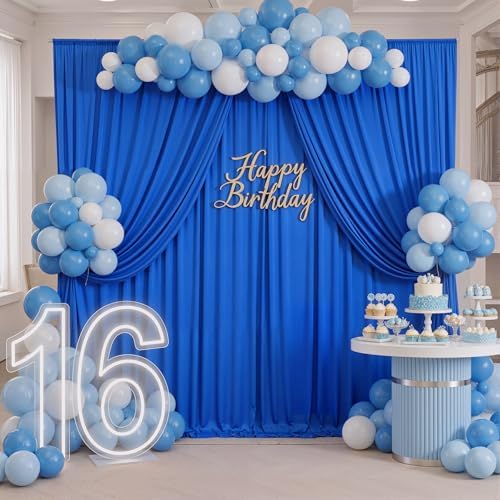 40ftx10ft Wrinkle Free Royal Blue Backdrop Curtains for Parties, 8 Panels 5x10ft Silky Polyester Photo Backdrop, alternate