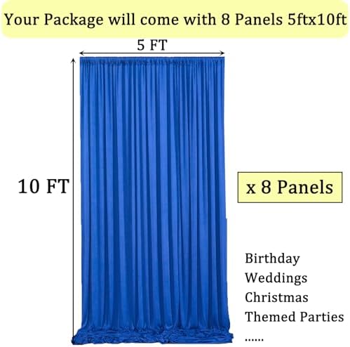 40ftx10ft Wrinkle Free Royal Blue Backdrop Curtains for Parties, 8 Panels 5x10ft Silky Polyester Photo Backdrop, alternate