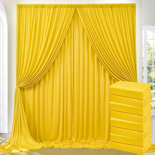 40ftx10ft Wrinkle Free Yellow Backdrop Curtains for Parties, Thick Fabric Lemon Photo Backdrop Drapes 8 Panels