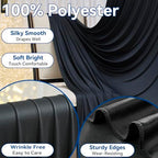 40ftx12ft Black Wrinkle Free Backdrop Curtains for Wedding Parties, 8 Panels 5x12 ft Long Silky Polyester Fabric, alternate