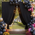 40ftx12ft Black Wrinkle Free Backdrop Curtains for Wedding Parties, 8 Panels 5x12 ft Long Silky Polyester Fabric, alternate