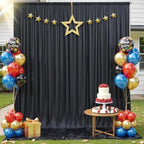 40ftx12ft Black Wrinkle Free Backdrop Curtains for Wedding Parties, 8 Panels 5x12 ft Long Silky Polyester Fabric, alternate