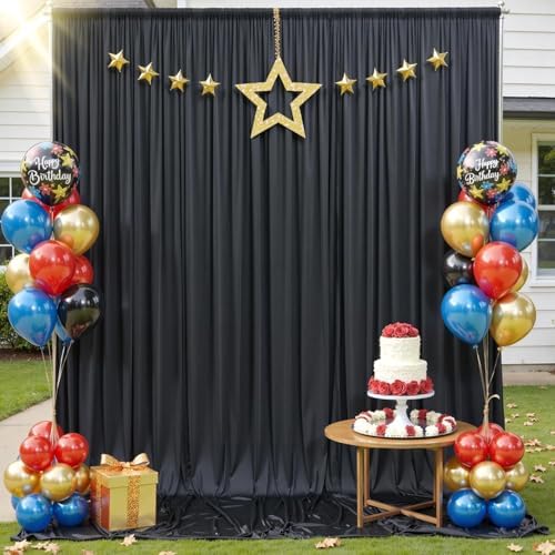 40ftx12ft Black Wrinkle Free Backdrop Curtains for Wedding Parties, 8 Panels 5x12 ft Long Silky Polyester Fabric, alternate