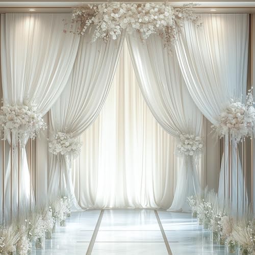 40FTx12FT Ivory Backdrop Curtains for Weddings, Birthdays and Photography in W5' x H12'(8 panels) in ivory, alternate view 3