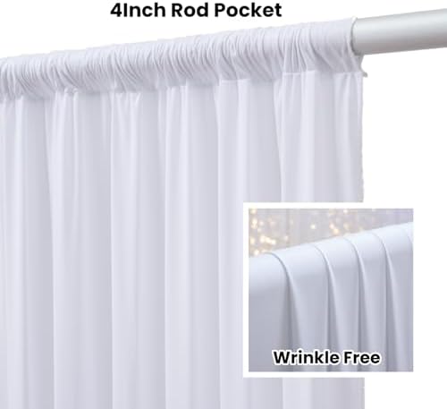 40FTx14FT White Backdrop Curtains for Wedding Party, Birthday and Labor Day in W5' x H14'(8 panels) in White, alternate view
