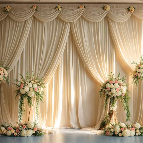 40ftx15ft Champagne Backdrop Curtains for Parties, Wrinkle Free Polyester Photo Backdrop Drapes 8 Panels 15 ft, alternate
