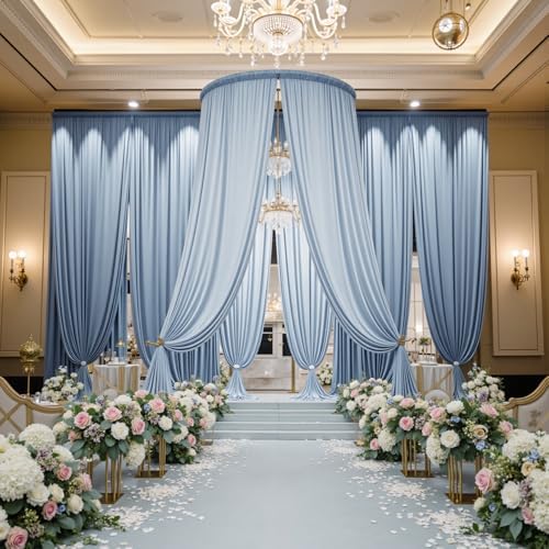40ftx15ft Dusty Blue Backdrop Curtains for Parties, Wrinkle Free Polyester Photo Backdrop Drapes 8 Panels 15 ft, alternate