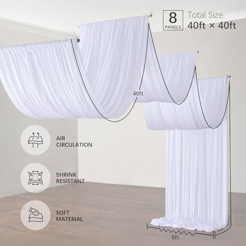 40ftx40ft White Ceiling Curtain for Wedding Parties, alternate view 2