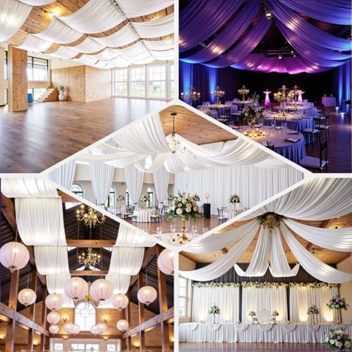 40ftx40ft White Ceiling Curtain for Wedding Parties, alternate view 5