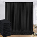 40ftx8ft Wrinkle Free Black Backdrop Curtains for Parties, 8 Panels 5×8ft Soft Silky Polyester Drapes for