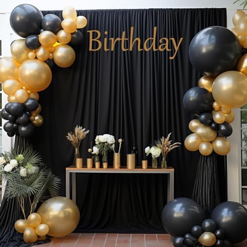 40ftx8ft Wrinkle Free Black Backdrop Curtains for Parties, 8 Panels 5×8ft Soft Silky Polyester Drapes for, alternate view 3