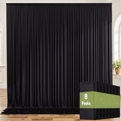 40ftx8ft Wrinkle Free Black Backdrop Curtains for Parties, 8 Panels 5x8ft Thick Polyester Photo Backdrop Drapes