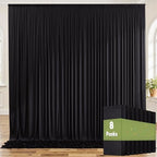 40ftx8ft Wrinkle Free Black Backdrop Curtains for Parties, 8 Panels 5x8ft Thick Polyester Photo Backdrop Drapes