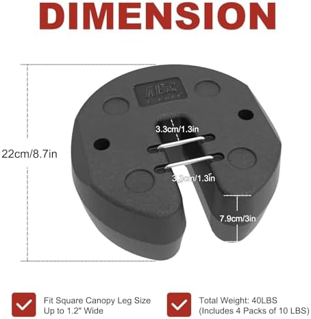 40LBS Easy Canopy Weights with Lock Design No Sliding,4 Pack, alternate view 2