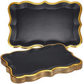 40pcs Black Disposable Serving Trays and Platters with Gold Rim 13"x9" Rectangle Party Trays Cookie Platters for