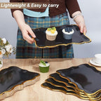 40pcs Black Disposable Serving Trays and Platters with Gold Rim 13"x9" Rectangle Party Trays Cookie Platters for, alternate