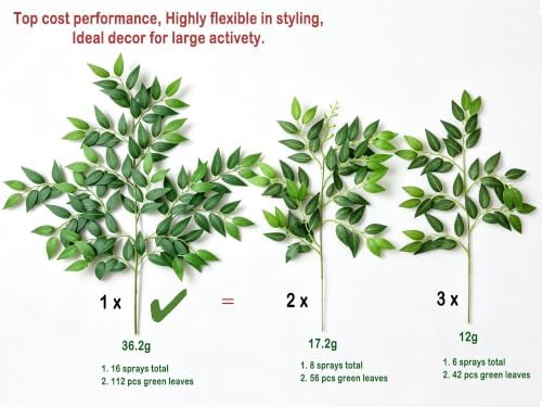 40pcs Italian Ruscus Greenery Garland 68cm Artificial Greenery Stems Home Decor, alternate view 3