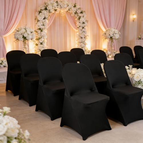 40PCS Spandex Folding Waterproof Chair Covers for Party, Black New in Black New, alternate view 5
