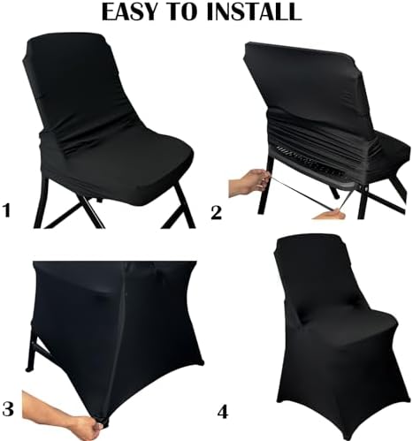 40PCS Spandex Folding Waterproof Chair Covers for Party, Black New in Black New, alternate view 6