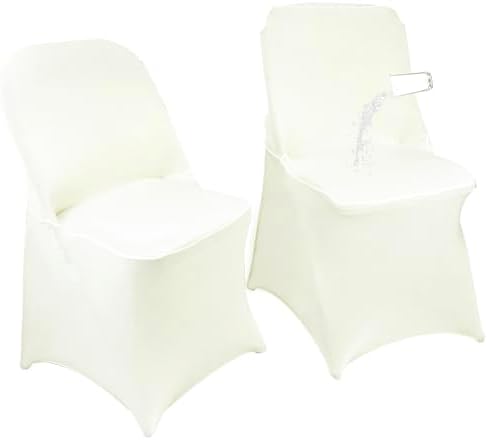 40PCS Spandex Folding Waterproof Chair Covers for Party, Ivory in Ivory