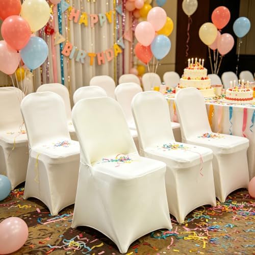 40PCS Spandex Folding Waterproof Chair Covers for Party, Ivory in Ivory, alternate view 2