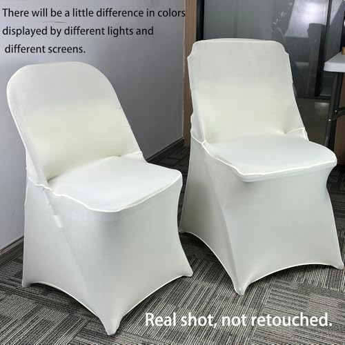 40PCS Spandex Folding Waterproof Chair Covers for Party, Ivory in Ivory, alternate view 5